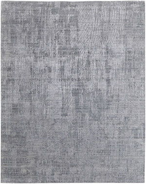 HomeRoots 3' Light Blue and Silver Abstract Area Rug - Hand-Woven Artistry for Modern Home Elegance 8' X 10' 566901
