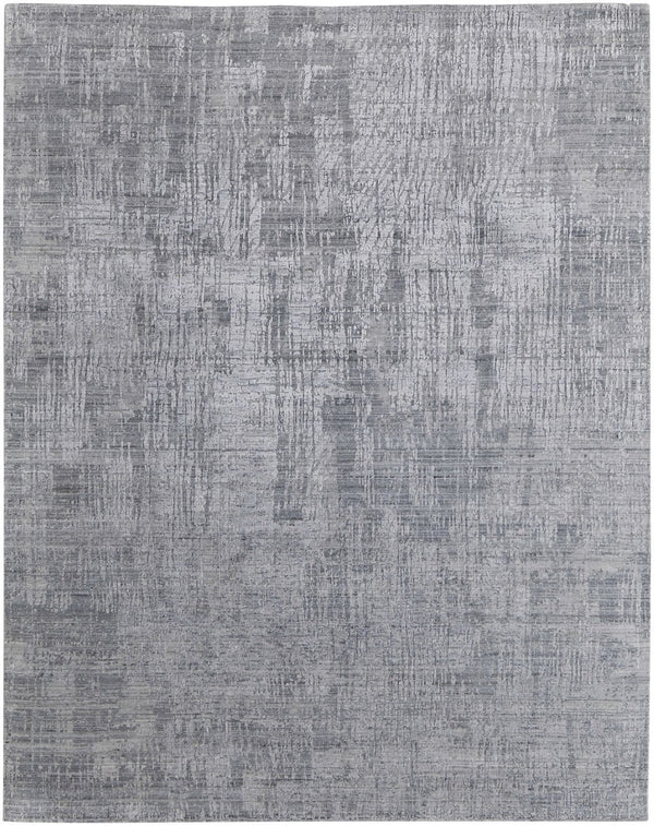 HomeRoots 3' Light Blue and Silver Abstract Area Rug - Hand-Woven Artistry for Modern Home Elegance 8' X 10' 566901
