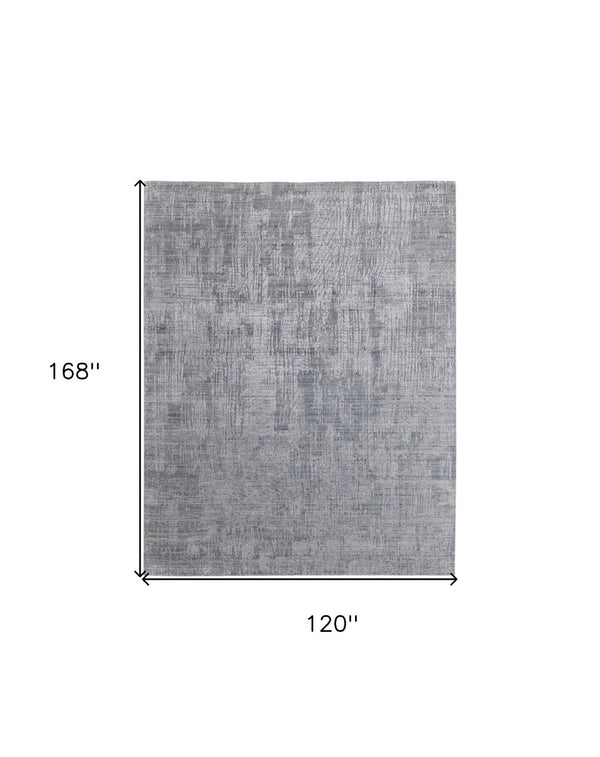 HomeRoots 3' Light Blue and Silver Abstract Area Rug - Hand-Woven Artistry for Modern Home Elegance 10' X 14' 566903