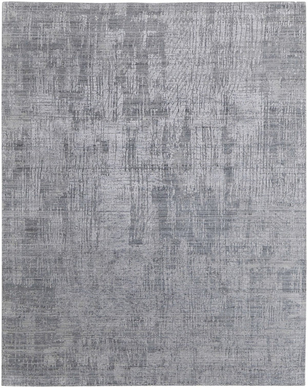 HomeRoots 3' Light Blue and Silver Abstract Area Rug - Hand-Woven Artistry for Modern Home Elegance 10' X 14' 566903