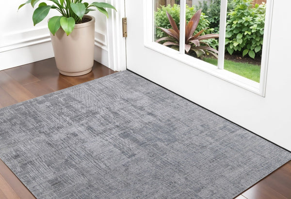 HomeRoots 3' Light Blue and Silver Abstract Area Rug - Hand-Woven Artistry for Modern Home Elegance 2' X 3' 566904
