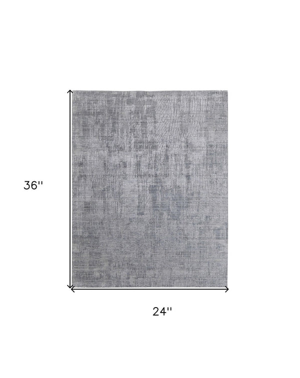 HomeRoots 3' Light Blue and Silver Abstract Area Rug - Hand-Woven Artistry for Modern Home Elegance 2' X 3' 566904