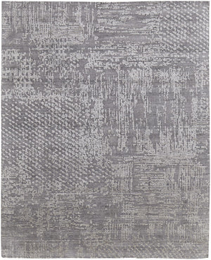 HomeRoots 3' Gray and Silver Abstract Hand-Woven Area Rug - Artisanal Craftsmanship for Modern Spaces 4' X 6' 566906
