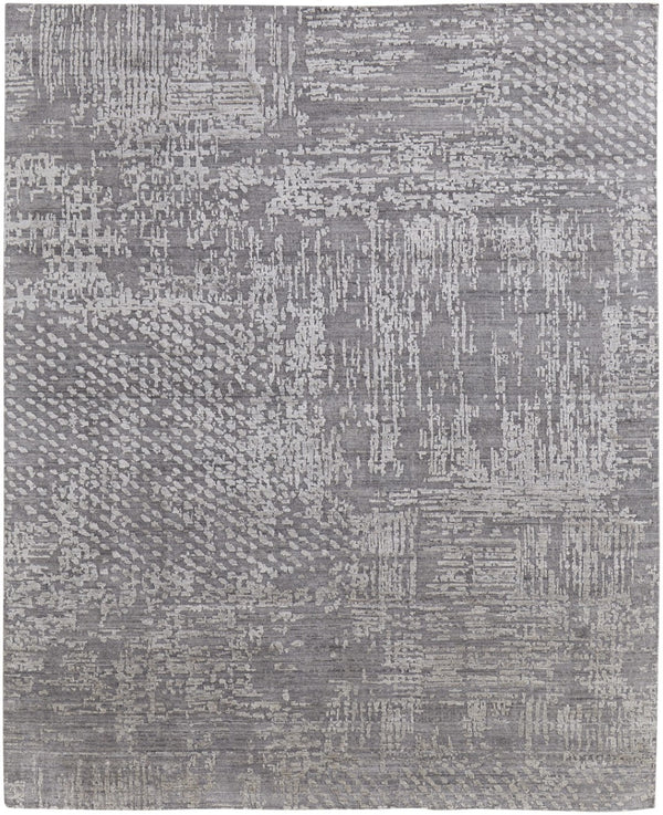 HomeRoots 3' Gray and Silver Abstract Hand-Woven Area Rug - Artisanal Craftsmanship for Modern Spaces 8' X 10' 566908