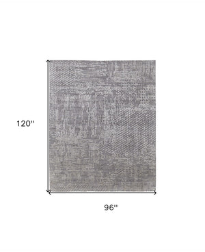 HomeRoots 3' Gray and Silver Abstract Hand-Woven Area Rug - Artisanal Craftsmanship for Modern Spaces 8' X 10' 566908