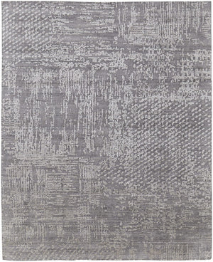 HomeRoots 3' Gray and Silver Abstract Hand-Woven Area Rug - Artisanal Craftsmanship for Modern Spaces 9' X 12' 566909