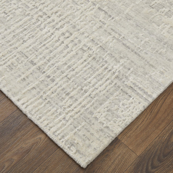 HomeRoots 3' Elegant Hand-Woven Ivory and Gray Abstract Area Rug for Transitional and Bohemian Spaces 3' X 5' 566913