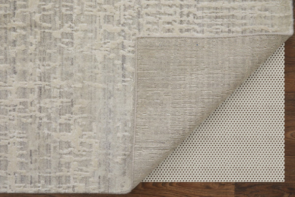 HomeRoots 3' Elegant Hand-Woven Ivory and Gray Abstract Area Rug for Transitional and Bohemian Spaces 3' X 5' 566913