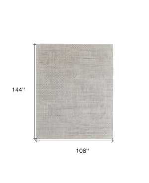 HomeRoots 3' Elegant Hand-Woven Ivory and Gray Abstract Area Rug for Transitional and Bohemian Spaces 9' X 12' 566917
