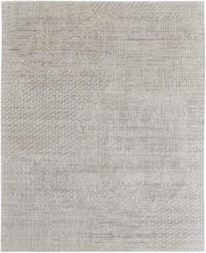 HomeRoots 3' Elegant Hand-Woven Ivory and Gray Abstract Area Rug for Transitional and Bohemian Spaces 9' X 12' 566917