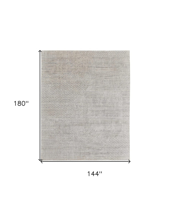 HomeRoots 3' Elegant Hand-Woven Ivory and Gray Abstract Area Rug for Transitional and Bohemian Spaces 12' X 15' 566919