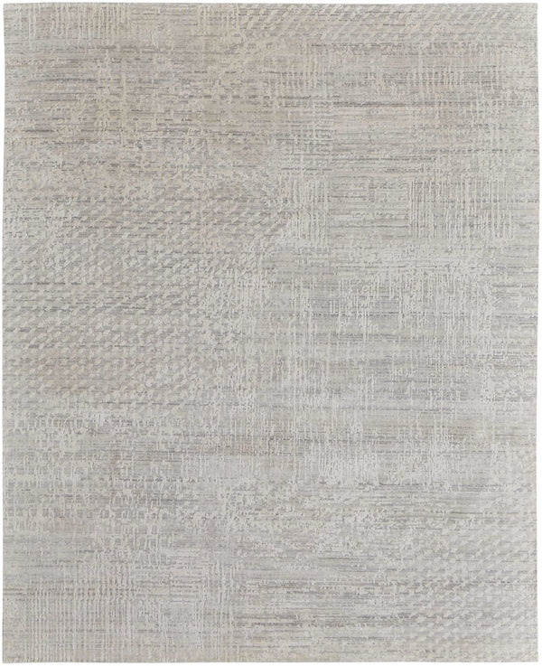 HomeRoots 3' Elegant Hand-Woven Ivory and Gray Abstract Area Rug for Transitional and Bohemian Spaces 12' X 15' 566919