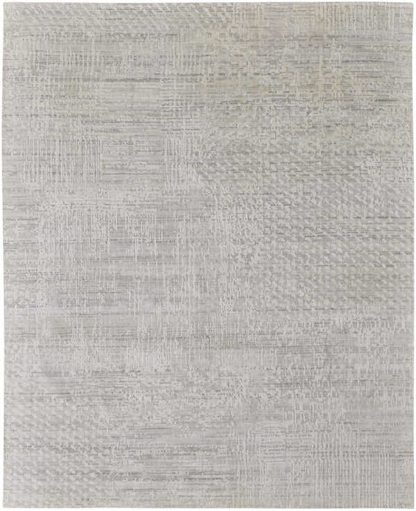 HomeRoots 3' Elegant Hand-Woven Ivory and Gray Abstract Area Rug for Transitional and Bohemian Spaces 12' X 15' 566919