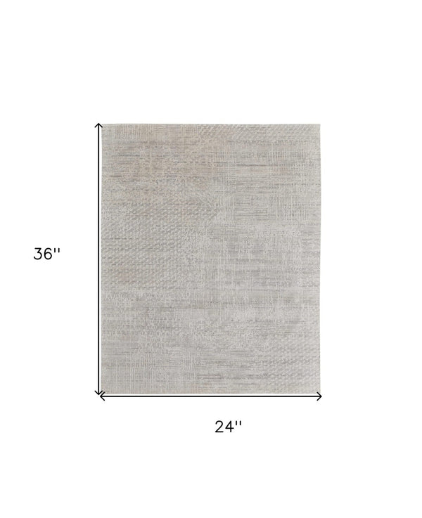 HomeRoots 3' Elegant Hand-Woven Ivory and Gray Abstract Area Rug for Transitional and Bohemian Spaces 2' X 3' 566920
