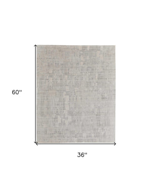 HomeRoots 3' Hand-Woven Ivory and Gray Abstract Area Rug - Unique, Cozy, and Perfect for Modern Interiors 3' X 5' 566921