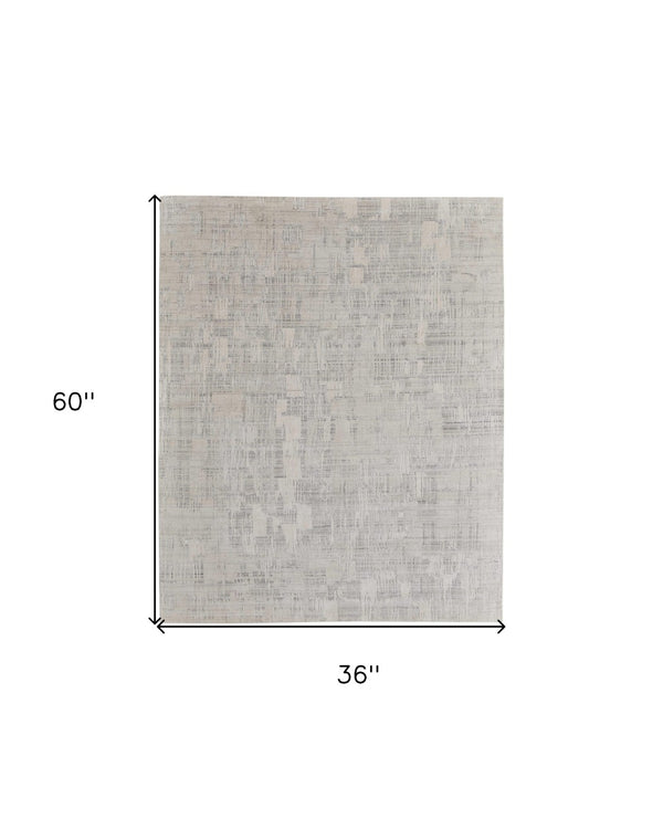 HomeRoots 3' Hand-Woven Ivory and Gray Abstract Area Rug - Unique, Cozy, and Perfect for Modern Interiors 3' X 5' 566921