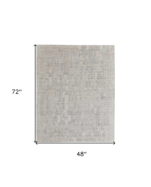 HomeRoots 3' Hand-Woven Ivory and Gray Abstract Area Rug - Unique, Cozy, and Perfect for Modern Interiors 4' X 6' 566922