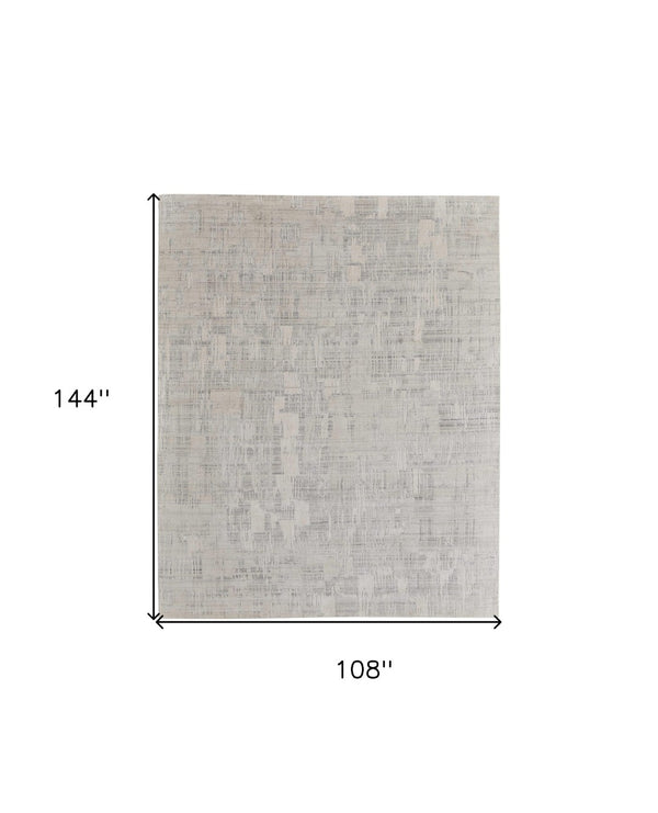 HomeRoots 3' Hand-Woven Ivory and Gray Abstract Area Rug - Unique, Cozy, and Perfect for Modern Interiors 9' X 12' 566925