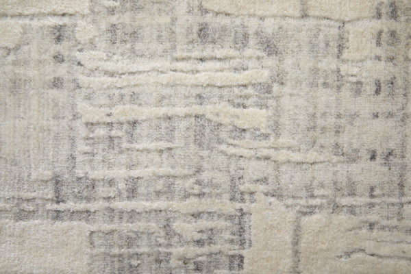 HomeRoots 3' Hand-Woven Ivory and Gray Abstract Area Rug - Unique, Cozy, and Perfect for Modern Interiors 2' X 3' 566928