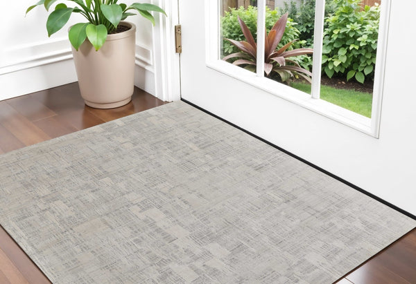 HomeRoots 3' Hand-Woven Ivory and Gray Abstract Area Rug - Unique, Cozy, and Perfect for Modern Interiors 2' X 3' 566928