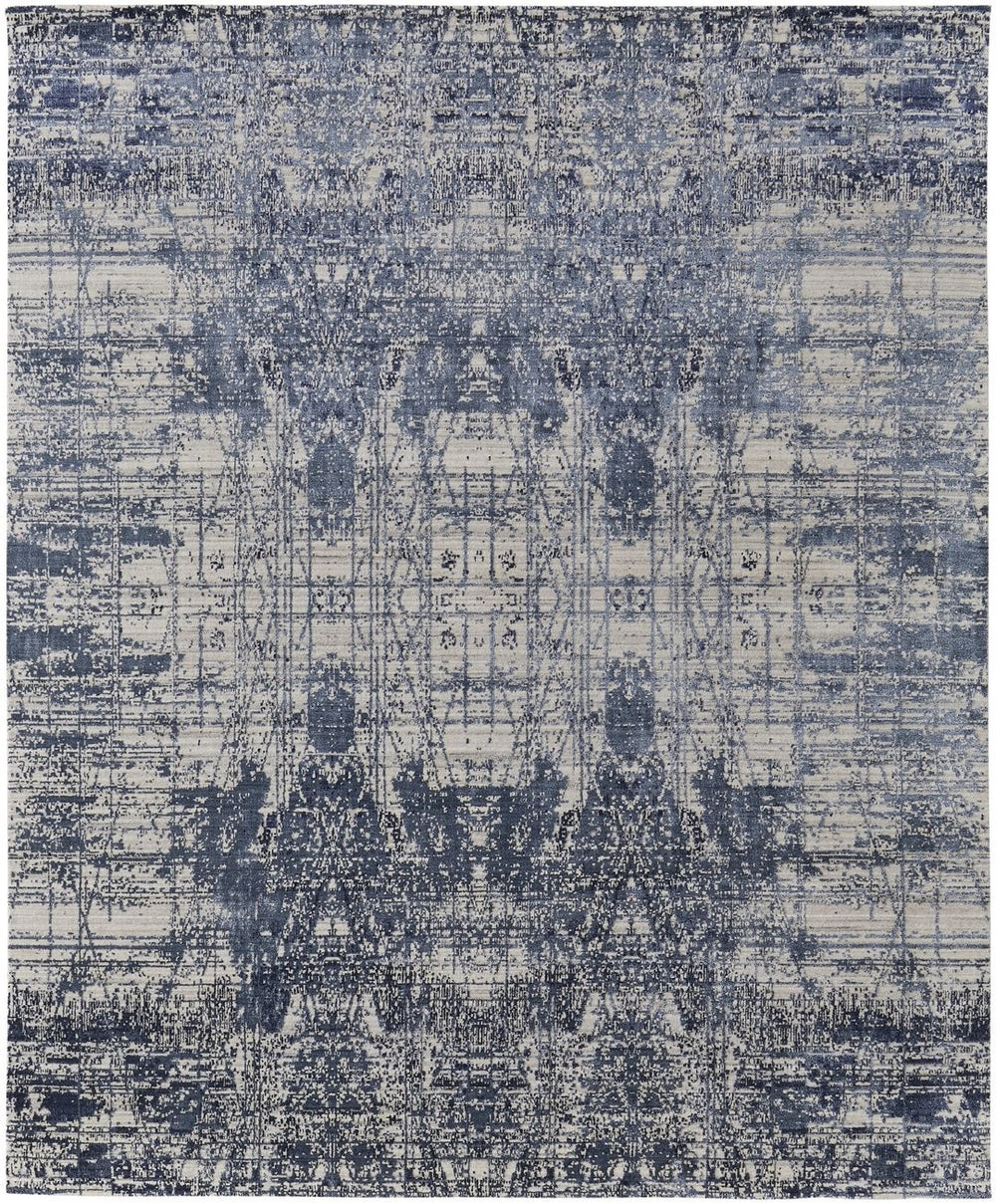 HomeRoots 3' Blue and Ivory Abstract Hand-Woven Area Rug – Artisanal Charm for Modern Coastal Interiors 4' X 6' 566930