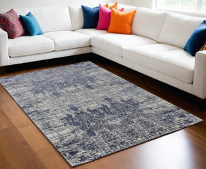 HomeRoots 3' Blue and Ivory Abstract Hand-Woven Area Rug – Artisanal Charm for Modern Coastal Interiors 5' X 8' 566931
