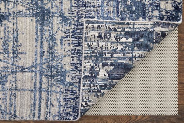 HomeRoots 3' Blue and Ivory Abstract Hand-Woven Area Rug – Artisanal Charm for Modern Coastal Interiors 8' X 10' 566932
