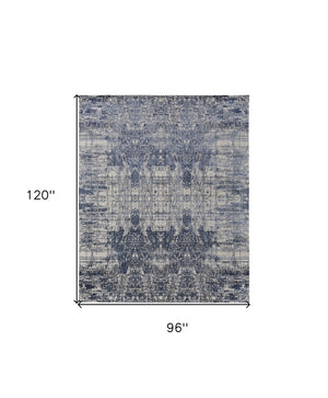 HomeRoots 3' Blue and Ivory Abstract Hand-Woven Area Rug – Artisanal Charm for Modern Coastal Interiors 8' X 10' 566932