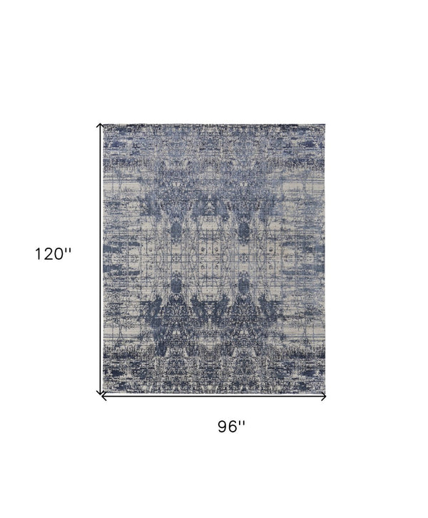 HomeRoots 3' Blue and Ivory Abstract Hand-Woven Area Rug – Artisanal Charm for Modern Coastal Interiors 8' X 10' 566932
