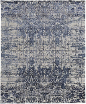 HomeRoots 3' Blue and Ivory Abstract Hand-Woven Area Rug – Artisanal Charm for Modern Coastal Interiors 9' X 12' 566933