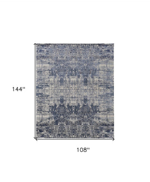 HomeRoots 3' Blue and Ivory Abstract Hand-Woven Area Rug – Artisanal Charm for Modern Coastal Interiors 9' X 12' 566933