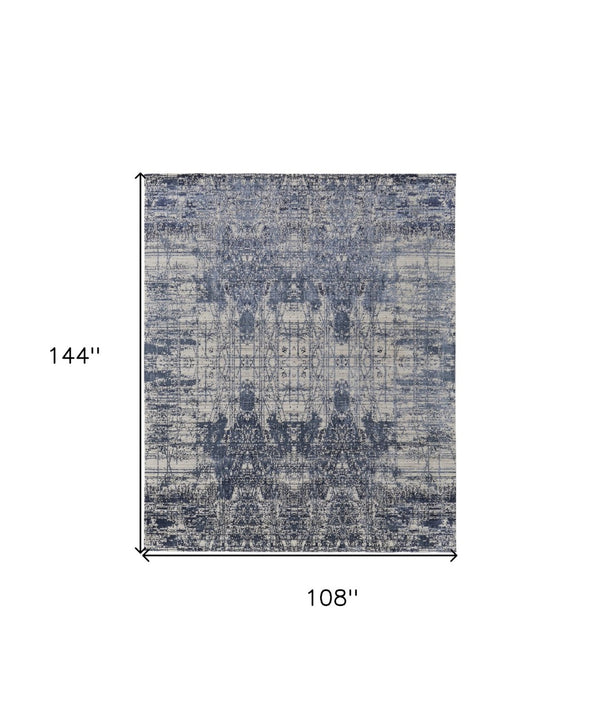 HomeRoots 3' Blue and Ivory Abstract Hand-Woven Area Rug – Artisanal Charm for Modern Coastal Interiors 9' X 12' 566933