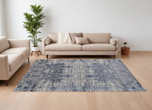HomeRoots 3' Blue and Ivory Abstract Hand-Woven Area Rug – Artisanal Charm for Modern Coastal Interiors 10' X 14' 566934