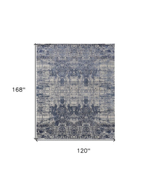 HomeRoots 3' Blue and Ivory Abstract Hand-Woven Area Rug – Artisanal Charm for Modern Coastal Interiors 10' X 14' 566934