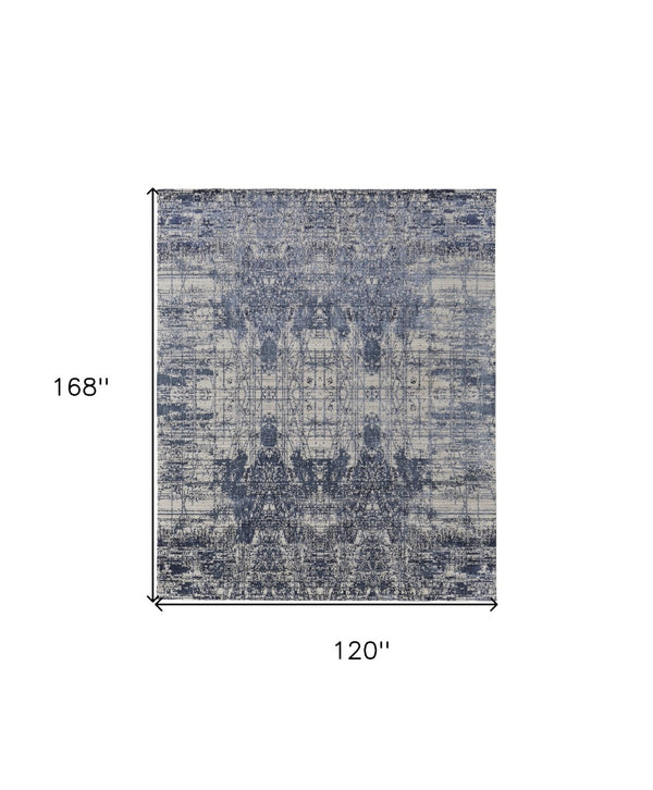 HomeRoots 3' Blue and Ivory Abstract Hand-Woven Area Rug – Artisanal Charm for Modern Coastal Interiors 10' X 14' 566934