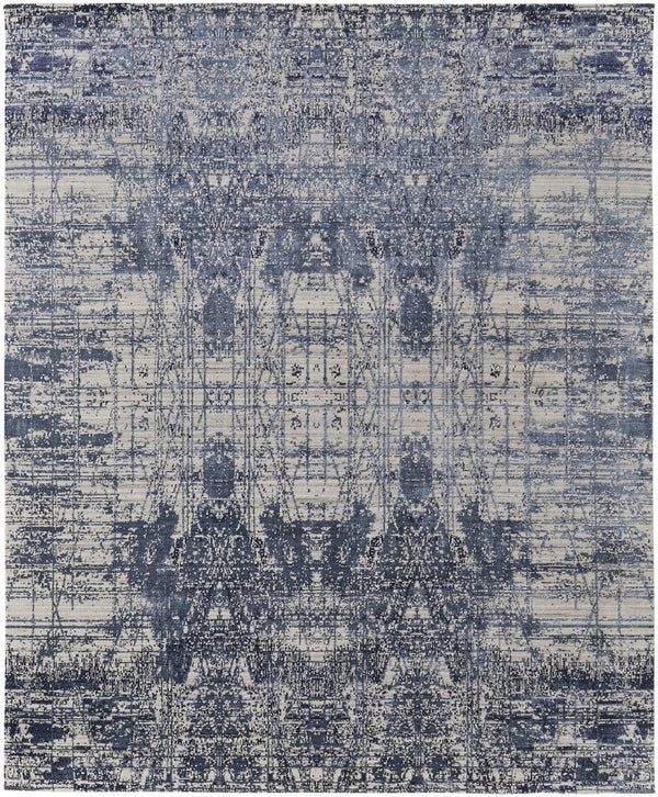 HomeRoots 3' Blue and Ivory Abstract Hand-Woven Area Rug – Artisanal Charm for Modern Coastal Interiors 10' X 14' 566934