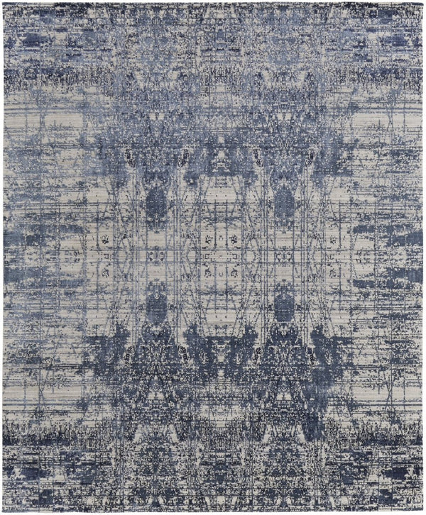 HomeRoots 3' Blue and Ivory Abstract Hand-Woven Area Rug – Artisanal Charm for Modern Coastal Interiors 12' X 15' 566935