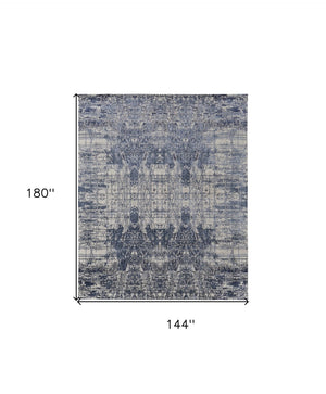 HomeRoots 3' Blue and Ivory Abstract Hand-Woven Area Rug – Artisanal Charm for Modern Coastal Interiors 12' X 15' 566935