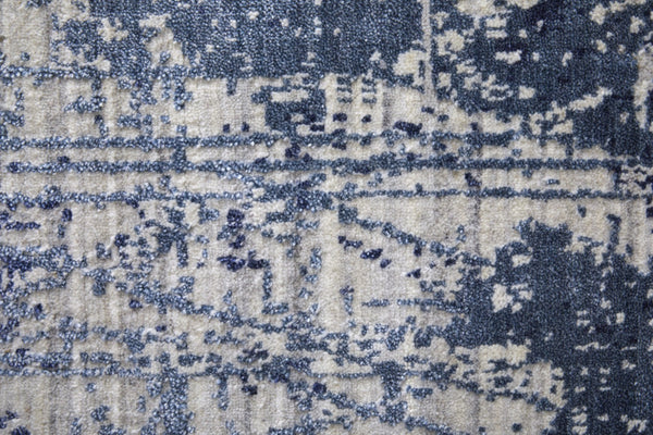 HomeRoots 3' Blue and Ivory Abstract Hand-Woven Area Rug – Artisanal Charm for Modern Coastal Interiors 2' X 3' 566936
