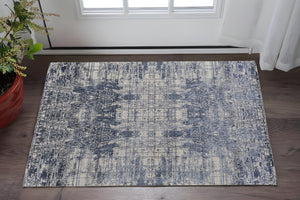 HomeRoots 3' Blue and Ivory Abstract Hand-Woven Area Rug – Artisanal Charm for Modern Coastal Interiors 2' X 3' 566936