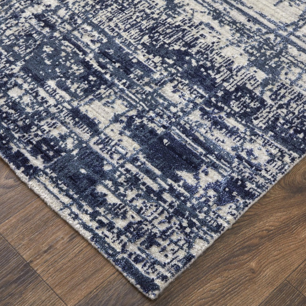 HomeRoots 3' Blue and Ivory Abstract Hand-Woven Area Rug – Artisanal Charm for Modern Coastal Interiors 2' X 3' 566936