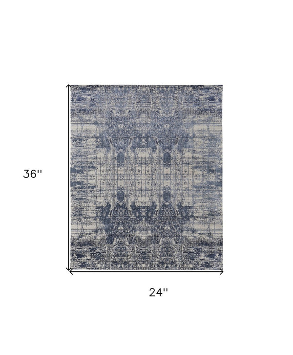 HomeRoots 3' Blue and Ivory Abstract Hand-Woven Area Rug – Artisanal Charm for Modern Coastal Interiors 2' X 3' 566936