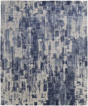 Homeroots 3' Blue Abstract Hand Woven Distressed Area Rug – Unique Wool Blend, Stylish Texture For Any Space Blue Wool Blend 566937