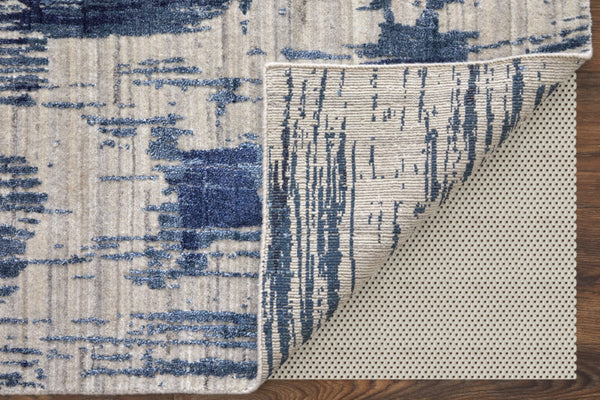 Homeroots 3' Blue Abstract Hand Woven Distressed Area Rug – Unique Wool Blend, Stylish Texture For Any Space Blue Wool Blend 566937