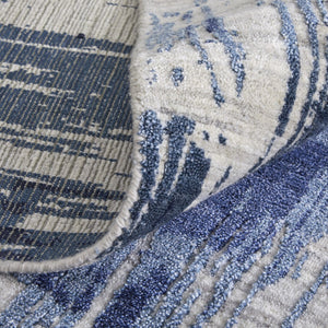 Homeroots 3' Blue Abstract Hand Woven Distressed Area Rug – Unique Wool Blend, Stylish Texture For Any Space Blue Wool Blend 566937