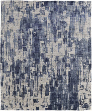 Homeroots 3' Blue Abstract Hand Woven Distressed Area Rug – Unique Wool Blend, Stylish Texture For Any Space Blue Wool Blend 566937