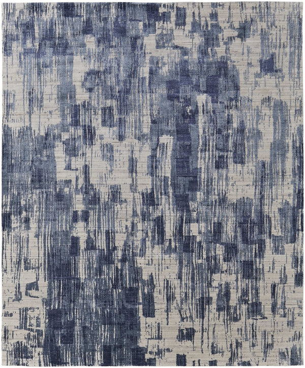 Homeroots 3' Blue Abstract Hand Woven Distressed Area Rug – Unique Wool Blend, Stylish Texture For Any Space Blue Wool Blend 566937