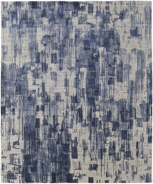 HomeRoots 3' Blue and Ivory Abstract Hand-Woven Area Rug - Artisan Crafted for Modern Elegance and Comfort 4' X 6' 566938