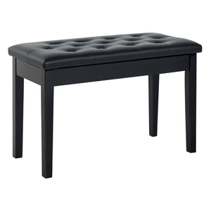 English Elm Piano Bench Duet Seat with Tufted Faux Leather Top and Glossy Wood Frame T3971P383712