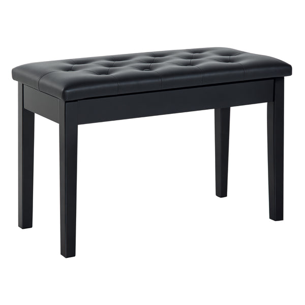 English Elm Piano Bench Duet Seat with Tufted Faux Leather Top and Glossy Wood Frame T3971P383712